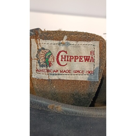 Chippewa Engineer Boots Black Steel Toe Vibram Frye Men’s 6D Women’s 8 Vintage - Picture 9 of 16